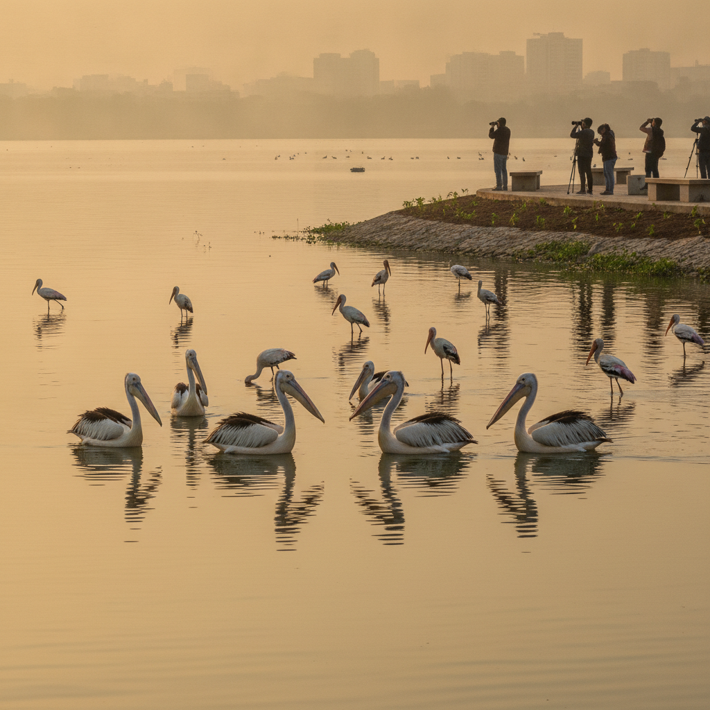 Pelicans and Painted Storks Flock to Ulsoor Lake Amid Rs 100-Crore Restoration