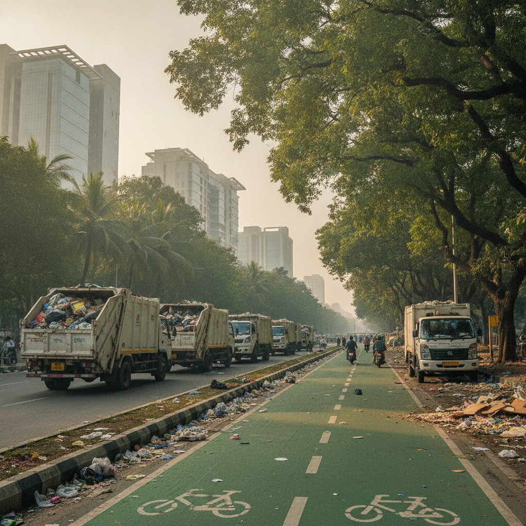 Hoodi Cycle Lane Turned Into Garbage Station, Bengaluru Residents Raise Alarm