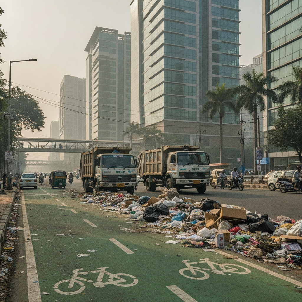 Garudacharpalya residents protest as cycle lane becomes garbage transfer point