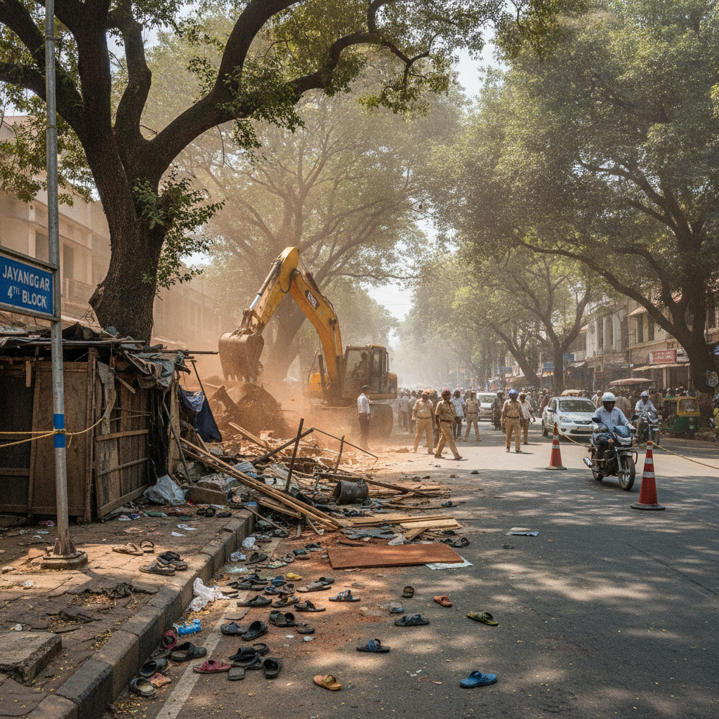 GBA Demolishes Five Cobbler Shops on 4th Main Road in Jayanagar