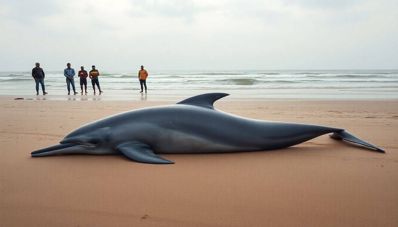 8-Foot-Long Rare Dolphin Carcass Washes Ashore on Belembar Beach in Ankola